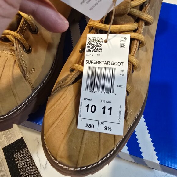 Adidas Superstar BOOT Sand Brown Black (JS0703) Men's Size 10 Boots Shoes NEW - Picture 5 of 12